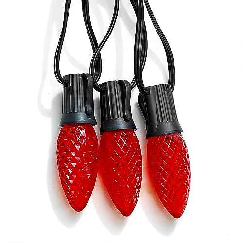 Meconard C9 Led Replacement Christmas Light Bulbs, C9 Shatterproof Led Bulbs for Christmas Indoor Outdoor String Lights, E17 Intermediate Base, Commercial Grade Holiday Bulbs, Red, 50 Pack