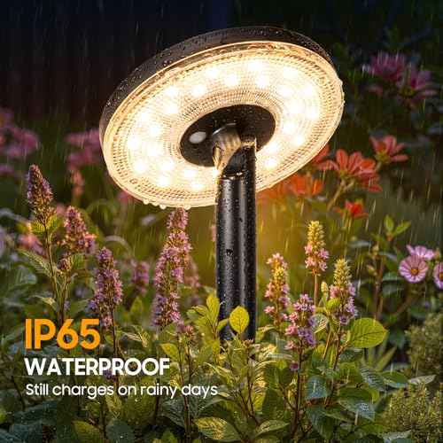 6 Pack Solar Pathway Lights Outdoor-4X Larger Solar Panel, Super Bright 75 Lumens Outdoor Lights Waterproof, 2 Modes with Adjustable Head-Auto On/Off Garden Light for Yard Patio Path Walkway
