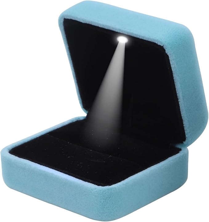 GBYAN Velvet Ring Box with LED Light Jewelry Display Gift Box for Proposal,Engagement, Wedding