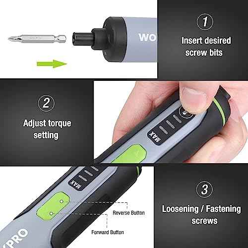 WORKPRO 4V Electric Screwdriver, Rechargeable Cordless Screwdriver Set with 35 Bits, Extension Rod, USB Charging Cable in Carrying Case, LED Light, Black Gray