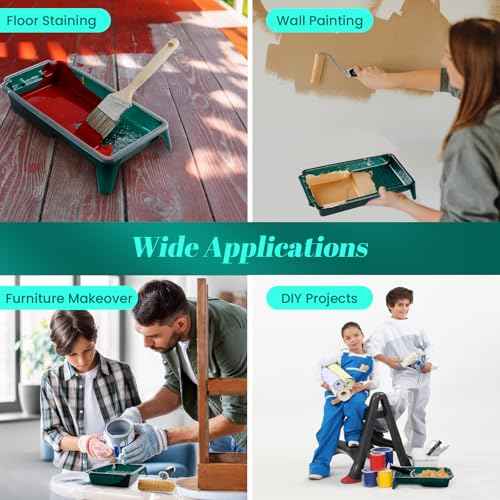 Paint Tray Liner, 4 Inch Paint Roller Tray with 15 Pcs Disposable Paint Liners, Small Paint Tray Set, Plastic Paint Pan, Easy to Clean House Painting Supplies for Walls, DIY Projects