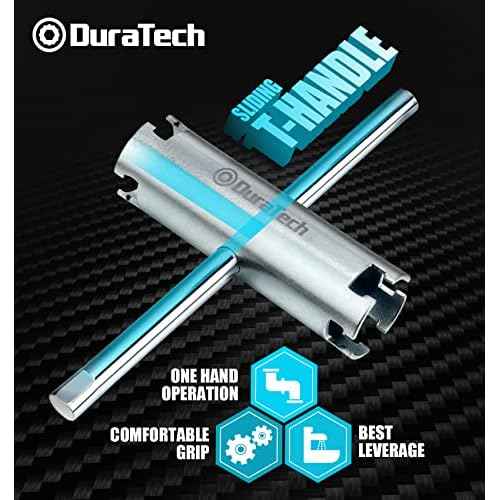 DURATECH Basket Strainer Wrench, Universal Sink Strainer Wrench with Sliding Handle, Double End, 1/2" & 3/8 "