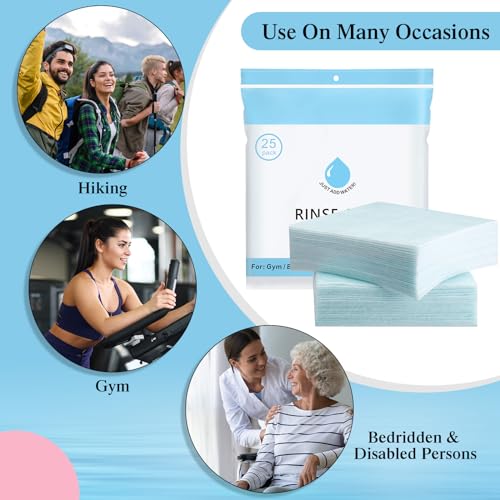 200 Pcs Rinse Free Bathing Wipes Bulk Sponges Bath Wipes All in 1 Shower Rinse Free Bath Sponges Wash Cloths for Campers, Hikers, Adults, Elderly