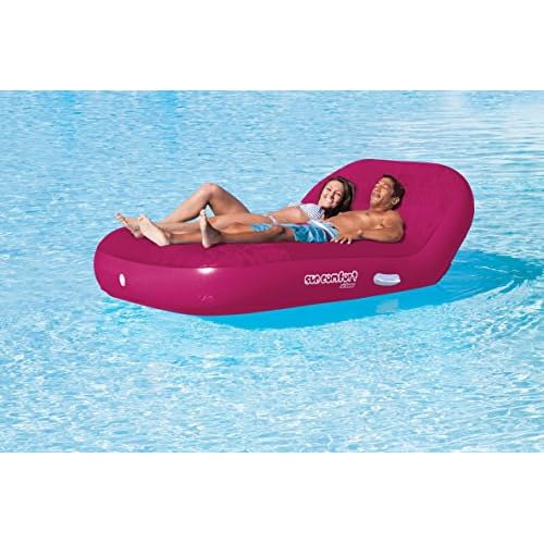 Airhead Sun Comfort Cool Suede Double Chaise Lounge Pool Float, Lake Chair