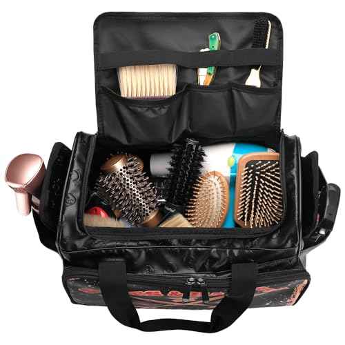 PRO Large Capacity Barber Bag - Multi-Pocket Salon Organizer with Protective Lining, Thermal Pockets & Scissor Holder, Waterproof PU Leather for Hair Stylists & Personal Grooming (Black)