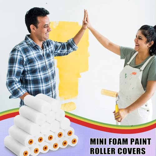 Foam Paint Rollers, 10pcs 4 Inch Paint Roller, Mini Paint Roller High Absorption Foam Paint Roller, Small Foam Paint Rollers, 4 Inch Foam Rollers for House Painting.