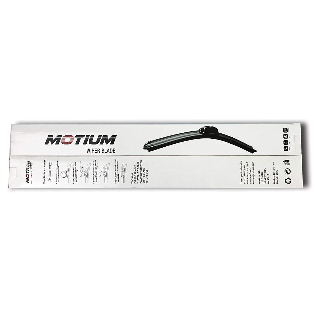 MOTIUM OEM QUALITY Premium All-Season Windshield Wiper Blades (18"+18" pair for front windshield)
