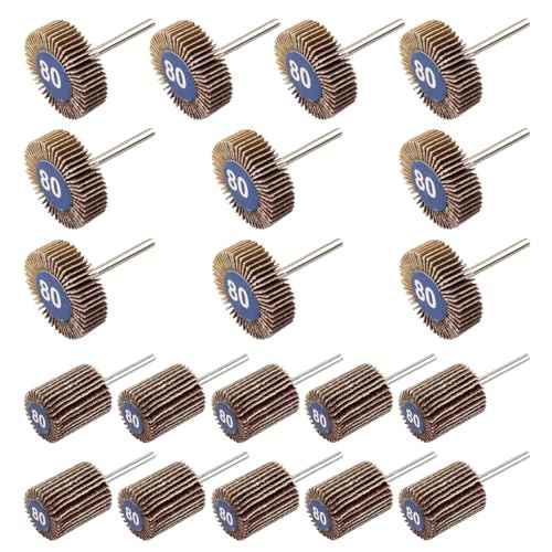 20 Pcs Flap Wheel Sander Set, 1/8" Shank 80 Grit Flap Wheels for Dremel Rotary Tools