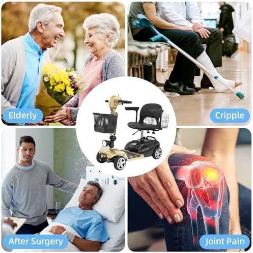15-45 Miles Ecomobi MS02 4 Wheels Mobility Scooter for Adults/Seniors, 350W Powered Electric Wheelchair Device w/15Ah-25Ah Extended Battery, Dual Baskets/Rotating Seat, Compact Duty Mobile for Elderly