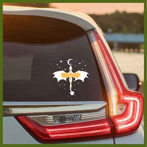 Dragon Fourth Wings Decal, Fantasy Reader Car Window Decals, 6 Inches UV DTF Tranfer Car Stickers, Bookish Weatherproof Car Truck Window Bumper Sticker, Car Stickers and Decals for Book Lovers
