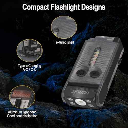 BORUIT V30 Rechargeable EDC Flashlight with 365nm Blacklight UV/Red Flashlight,Bright Keychain Lights with Clip and Magnet, 180¡Æ Rotatable Pocket Flashlight for Everyday Carry and Emergencies