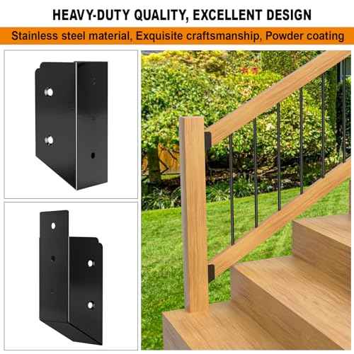 30¡Æ Stair Angle Stainless Steel Deck Railing Brackets Connectors for 2"x4" (Actual 1.5"x3.5") Railing Wood Post Stair Fence Railing Connectors with Coated Wood Screws,(8 Pair/Black)