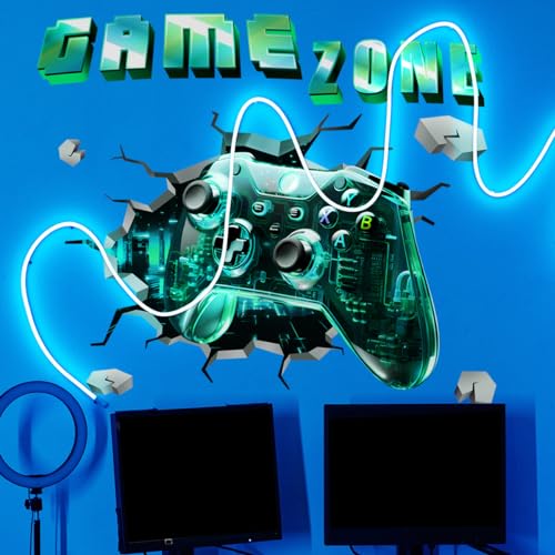 Runtoo Game Wall Stickers 3D Gamer Controller Wall Decals Teenagers Video Gaming Room Decor for Boys Room Kids Bedroom Playroom