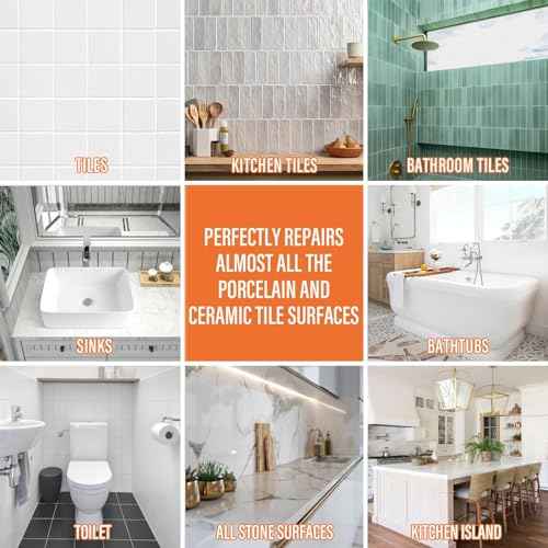 Ceramic Tile Repair Kit (White), Tile Repair Kit with Super Strong Adhesion, Floor Cracked Tile Filler for Cracks, Chips, Holes on Ceramic, Porcelain, Acrylic, Fiberglass, Enamel