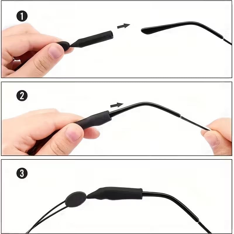 Classic Black Eyeglass Straps (3 Pack) - Adjustable Anti-Loss Eyewear Lanyard for Sports, Reading, Outdoor Activities | Secure Glasses Holder for Men, Women, Adults