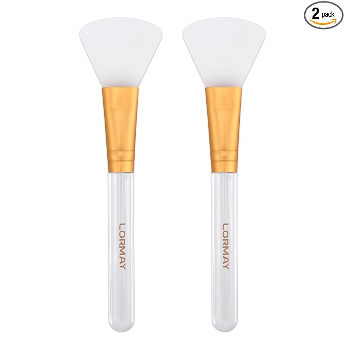 LORMAY Jelly Brush | 2 Pcs Silicone Face Mask Brushes | Mask Application Tool for Even Coverage | Skincare Enhancer | Durable Silicone | Easy to Clean | All Skin Types (Fan-shaped Head)