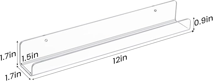 upsimples 18 Pack Vinyl Record Wall Mount Shelves, 12" Vinyl Holder for Album Record Storage & Display, Clear Acrylic Floating Shelves for Wall Decor, Kids Bookshelf, Magazine Rack, Picture Ledge
