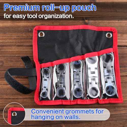 SPEEDWOX 5pcs Double Box End Flex-Head Ratcheting Combination Wrench Set - Metric Wrench Sets