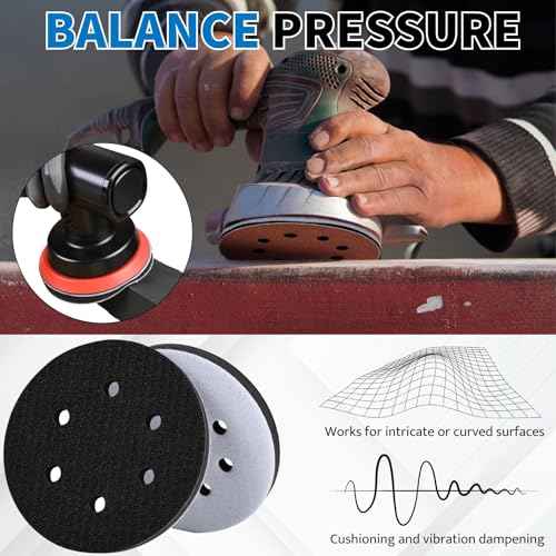 6 Inch 6 Holes Foam Sanding Pads 2 Pack Interface Pad Hook and Loop Sponge Cushion Buffer Backing Pad for Orbital Sander
