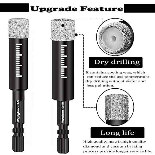 Mgtgbao 10pc 3/16¡± Dry Diamond Drill Bits Set£¬10PCS 5mm Hex Shank Core Drill Bit Brazed with Cooling Wax for Porcelain Tile Ceramic Concrete Granite Marble Hard Materials (not for Wood).