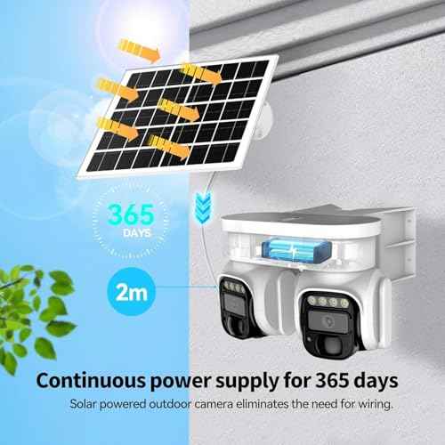 No WiFi Security Camera, 4G LTE Cellular Security Camera, 2K Solar Cellular Cam HD Dual Lens 360¡Æ Pan Tilt, Color Night Vision, PIR Motion Detection, IP66 Waterproof Installed SIM (WHITE, DUAL)