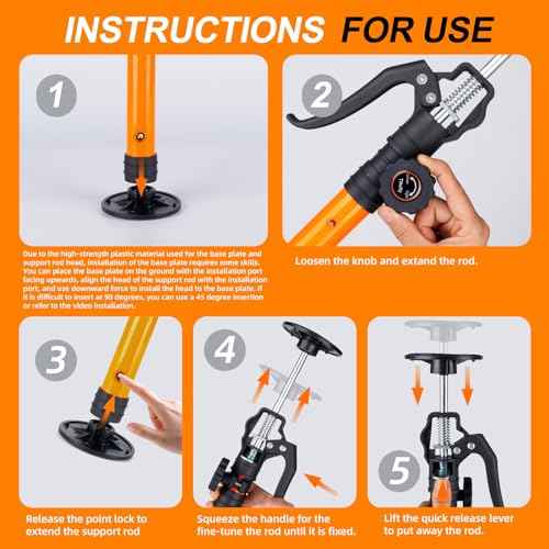 Cabinet Jack for Installing Cabinet Support Rod 3rd Hand Support System Adjustable Support Pole,Extend from 45.2 inch to 114.2 inch,Orange 2 Packs