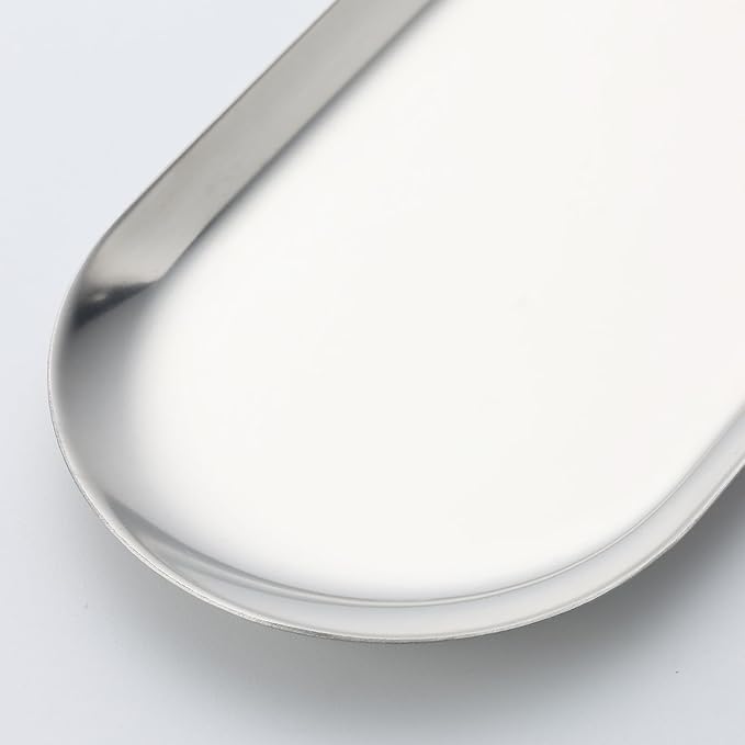 1Pcs Manicure Tools Storage Tray, Oval Stainless Steel Storage Dish Nail Art Accessory Display Tray Jewelry Rhinestone Cosmetic Nail Decorations Organizer Metal Storage Plate (Silver)