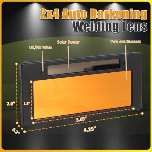 Auto Darkening Welding Lens, Shade 10 True Color Welding Lens Gold 2x4 1/4 Welding Lense for Sugar Scoop Welding Hood or Pancake Welding Hood (Len Inside the Gloves)