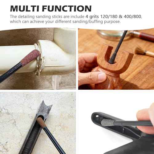SCOTTCHEN Sanding Sticks Matchsticks Fine Detailing Sanding Grits 120/180 and 400/800-10 Pack