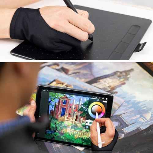 Falling in Art 5 Pack Drawing Gloves With Two Fingers, Digital Artist for Left and Right Hand, Soft Art for Graphic Drawing Tablets, iPads, Monitors and Paper Sketching, M