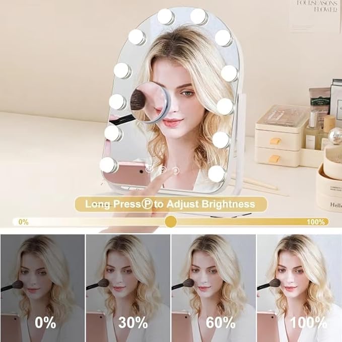 Makeup Mirror with Lights-3 Modes,Smart Touch Control,Detachable 10X Magnification,15.7"ÃÂ11.8" Hollywood Vanity,360ÃÂ° Rotation Ã¯Â¼ÂWhiteÃ¯Â¼Â