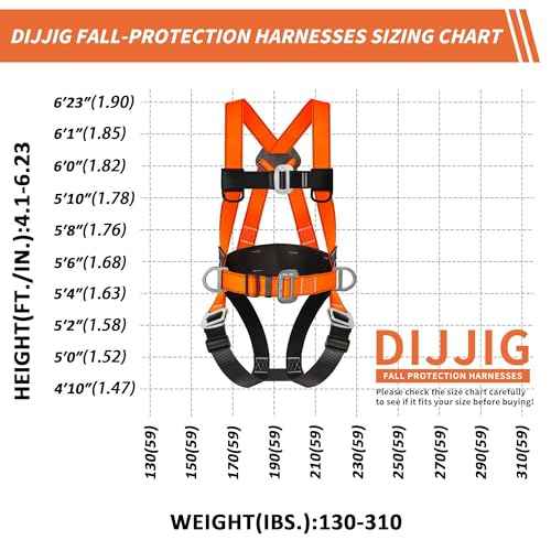 Safety Harness Fall Protection Kit Full Body Roofing Harnesses With Internal Shock Absorbing Lanyard, Orange Safety Harness For Construction OSHA/ANSI Compliant