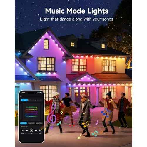 Ollny 50FT 30LED Permanent Outdoor Lights, APP Control RGB Outdoor Lights 100 Scene Modes with Remote, DIY Music Modes Christmas Light for Holiday Xmas Halloween Decorations