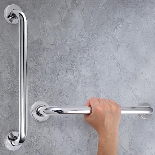 Blulu 2 Set Shower Grab Bar Stainless Steel Bathroom Grab Bar Handle Anti Slip Heavy Duty Bathtub Handle Support Balance Hand Rails for Bathroom Elderly Handicap Senior Pregnant (24 Inch)