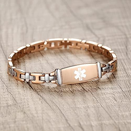 Fashion Lady Stainless steel Medical Alert id Bracelets with Free Engraving