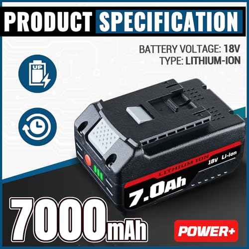 2 Pack 7.0Ah 18V Li-ion BAT609 Replacement for Bosch Battery Compatible with Bosch 18V Battery BAT609 BAT618 BAT618G BAT619 BAT619G BAT610G BAT622 Cordless Tools