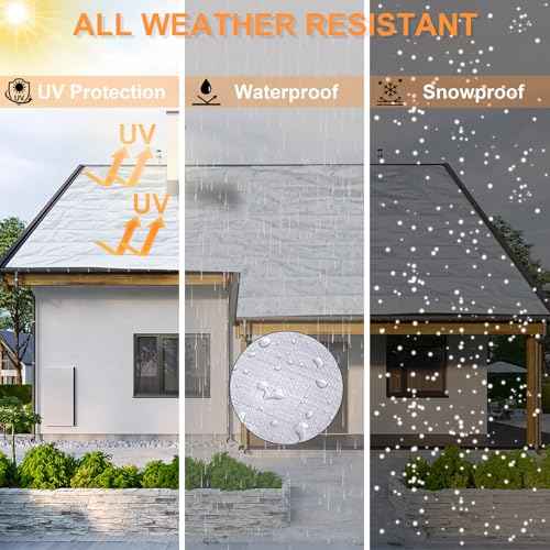 Tarp Waterproof 12x20 Ft Heavy Duty Tarp Thicker 16 Mil Large Tarps with Brass Grommets and Reinforced Edges, UV&Fade Resistant Tear Resistant Plastic Tarp for Outdoor Camping Roof Pool Tent