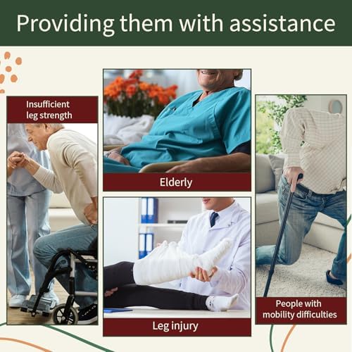 Sit to Stand Lift Patient Aid Padded Sling and Stand Assist with Back Support,Patient Lift Sling Works with Most Mobility Aids & Equipment (Large-Red)