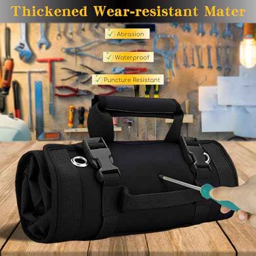 Roll Up Tool Bag - Portable Tool Bags with Multiple Pockets, Durable Tool Bag Organizer for DIY/Mechanics/Car Repair - Compact Tool Organizer Bag - Ideal Tool Bags for Men Outdoor Adventures