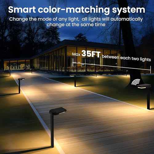 Solar Pathway Lights Outdoor, Smart Color Changing with 9-in-1 (Warm White/Cool White/RGBCW) Modes,Bright Landscape Lighting Waterproof for Walkway,Garden,Driveway,Yard,Patio(4pack)
