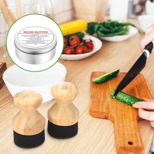 3 Pcs Cutting Board Oil 4 oz Applicator Wood Cutting Board Oil Wax with Brush for Butcher Block and Wooden Kitchen Tools