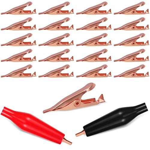 Moxweyeni Soldering Heat Sinks Micro Clip, Toothless Mini Alligator Small Alligator Clip Electrical with Smooth Microscopic Tip, 5 Amp with Protective Insulation Cover for Solder(20 Pack)