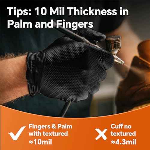 10mil Nitrile Gloves Thick,Industrial Disposable Gloves with Diamond Textured,Heavy Duty Mechanic Glove,Latex Free