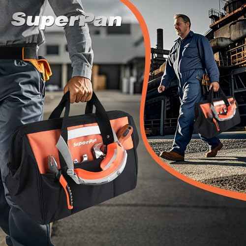 15-Inch Heavy Duty Tool Bag, Portable Empty Tool Box Organizer Storage, Toolbox Organization, Soft Handle Carrying Toolbag with Large Zipper, 40lb (Orange)