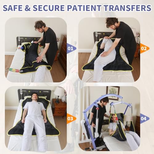 500lbs Mesh Full Body Sling for Lift - Patient Transfer Sling with Wide Pads for Elderly & Disabled,Compatible and Multi-Scene Transfer