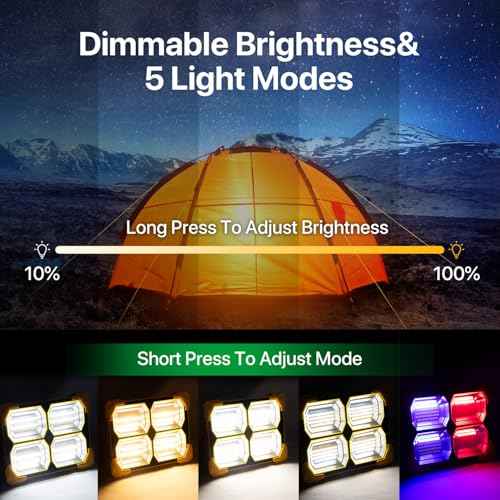 Portable LED Work Solar Light - Kifflux 300W Rechargeable LED Solar Work Light, Magnetic Worklight with IP66 Waterproof, Portable Solar Power Outdoor Working Light for Emergency Camping(2 Pack)