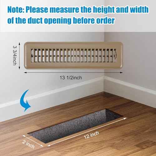 12 Pcs 2 x 12 Brown Heavy Duty Steel Floor Register Bulk, Walkable Design with Damper, Floor Register Vent Grille Covers with Easy Adjust Air Supply Lever