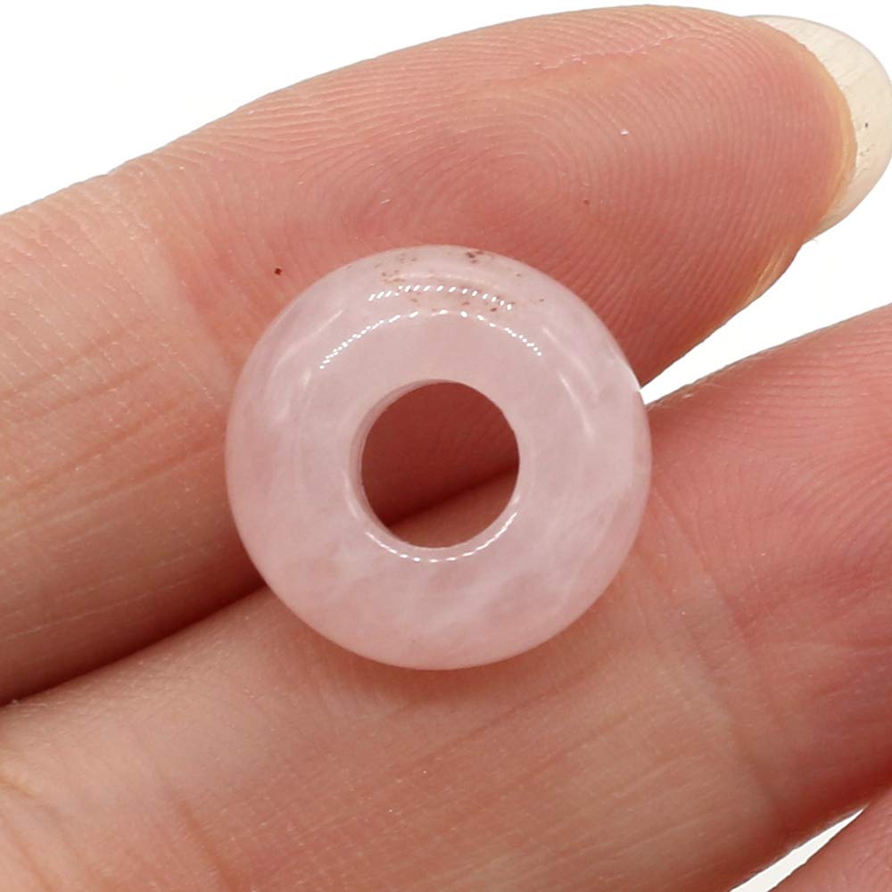 30pcs Natural Semi-Precious Stone Large Hole Loose Beads Abacus Shape Fashionable Opal Amethyst Unakite Rose Quartz Charm Beads for Making Necklace Bracelet