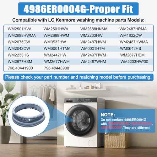 UPGRADED 4986ER0004G Washer Door Gasket With Drain Port Compatible with LG Front Load Washer Door Seal WM2501HWA, WM2501HVA, WM2487HRM, WM2688HWMA Door Gasket Washer Door Boot Rubber Seal Replacement