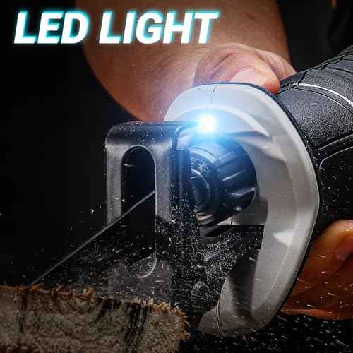 Cordless Reciprocating Saw: DEKOPRO 20V Lithium Ion Power Reciprocating Saw with Battery and Charger, Variable Speed Trigger, 25/32" Stroke Length, 0-2800RPM and 4-5/16" Max for Wood, Metal, PVC